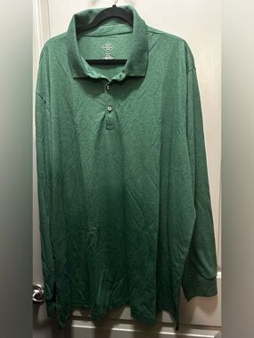 St. John’s Bay Size 3XL Forest Green Long Sleeve Polo Shirt NWT